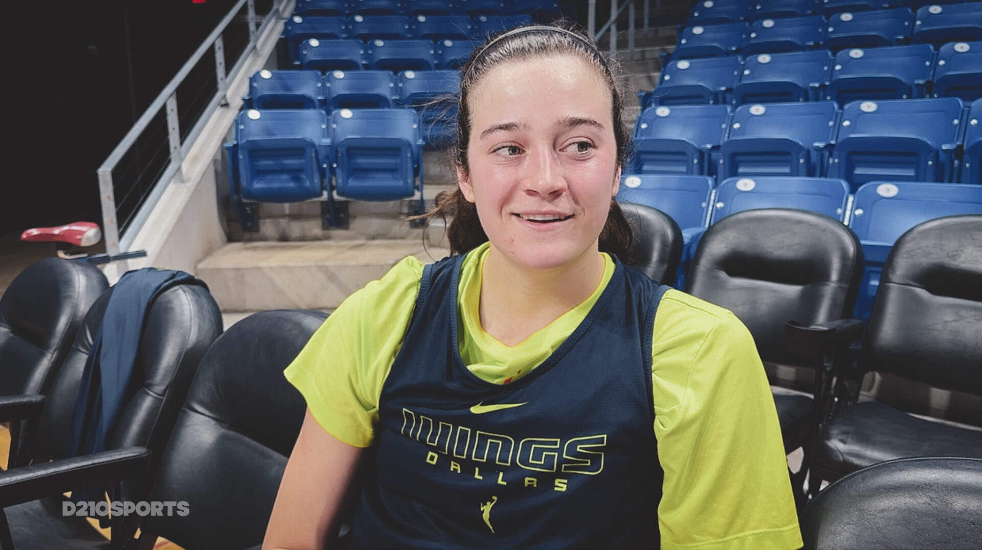 Maddy Siegrist of the Dallas Wings arrives to the arena before the